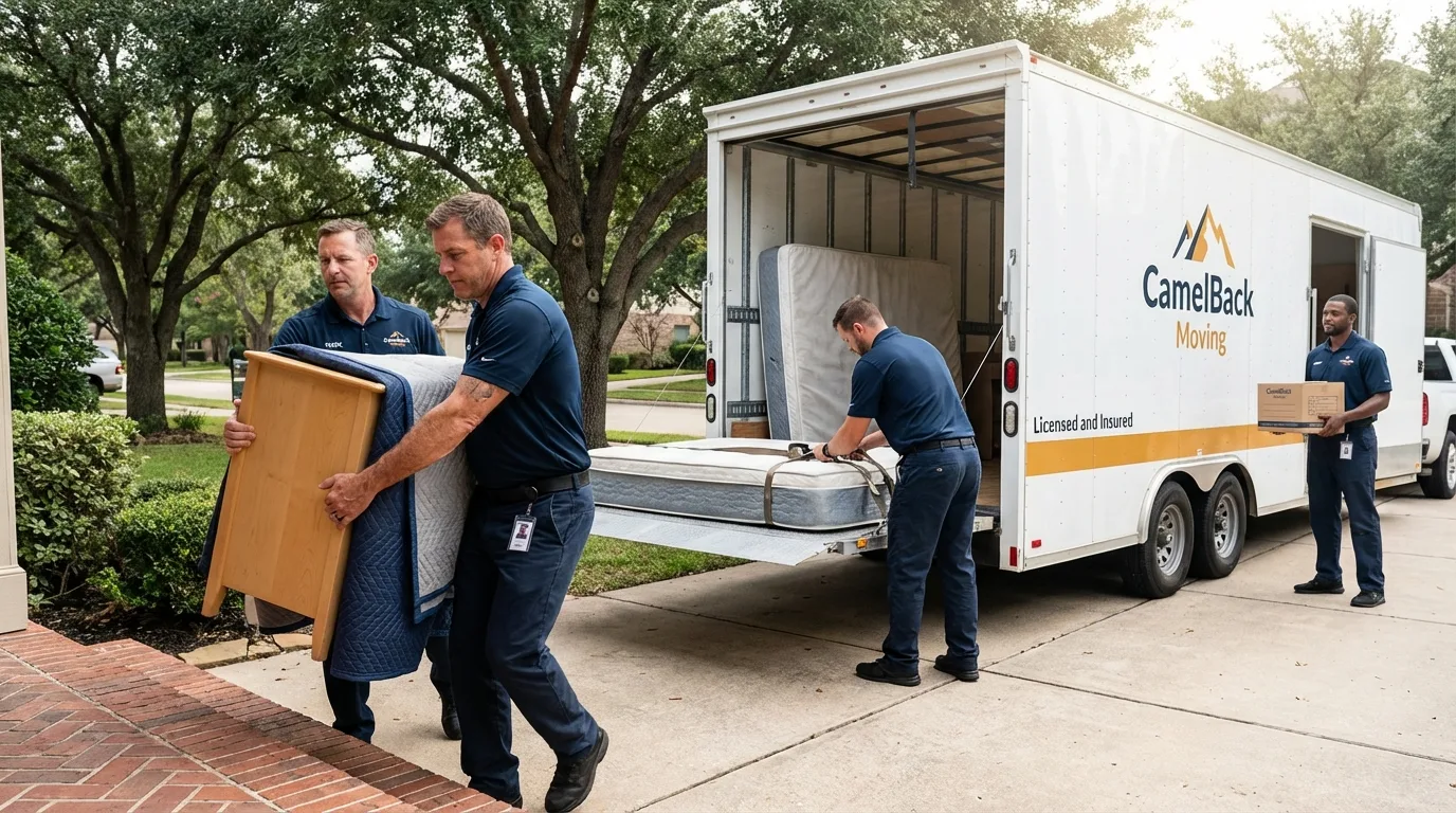 Crew loading residential truck for cross-state move from Northfield, NJ