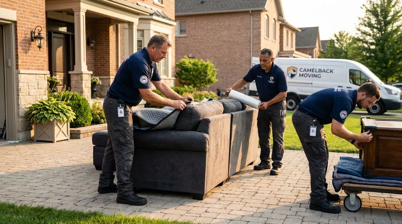 Large estate moving crew wrapping furniture in Northfield, NJ
