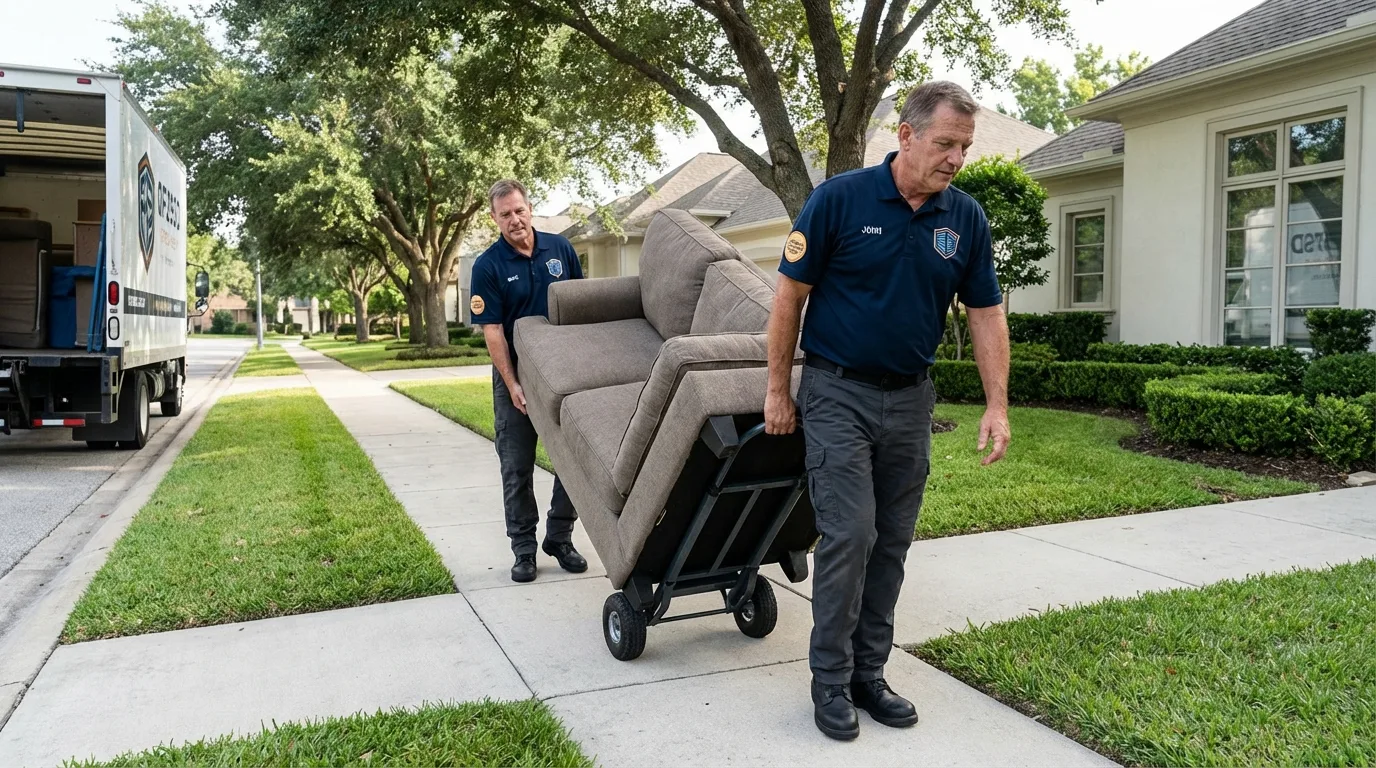 Local residential moving crew loading furniture in Northfield, NJ