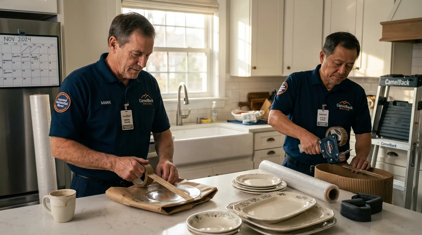 Professional crew packing kitchen dishware in Northfield, NJ